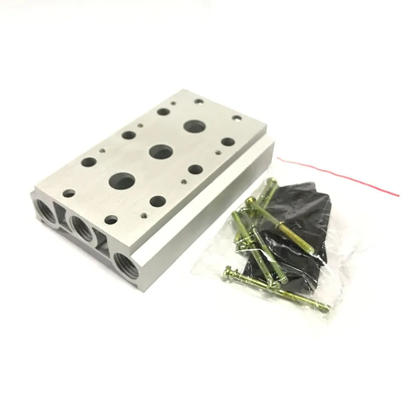 

Free shipping 4v210-08 1/4" Valves Air Exhaust Manifold 200M-2F/3F/4F/5F/6F/7F/8F Pneumatic Base 8pcs Solenoid Valve Plate