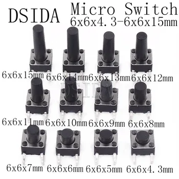 

1000PCS 4Pin 6*6 Micro Tact Push Button Switches DIP 6x6x4.3/5/6/7/8/9/10/11/12/13/14/15 MM 4.3mm 5mm 6mm 7mm 8mm 9mm 10mm 11mm