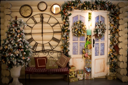 HUAYI  Christmas Photography Backdrop Scenery Custom Photo Portrait Studios Background Christmas door backdrop XT4976