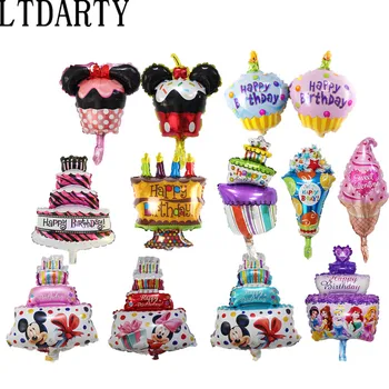 

50pcs/lot Mini Cake Candy Foil Balloons Cute Princess Birthday Party Decoration 1 th birthday globos Baby Shower Air Balls