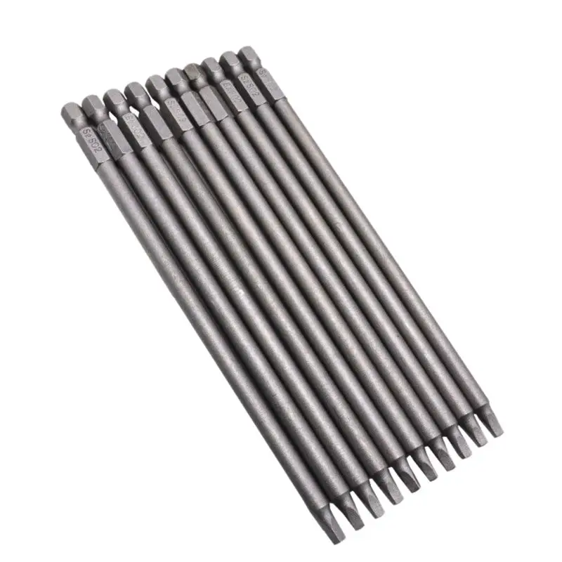 

10PCS 150MM Electric Driver Bits Hand Tools Screwdriver Drill Bit S2 1/4 Inch Hex Shank Magnetic Square Head Screwdriver Bits