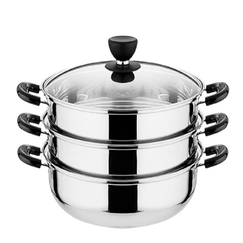 FREE SHIPPING 3 LAYER 30CM STEAMER POT LUXURY INOX COOKING POT STOCK