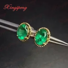 YBJ 925 серебро с натуральными изумрудные серьги зеленые камни изысканный подарок
