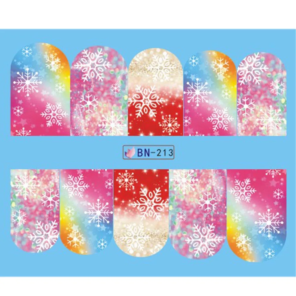 1 шт. водяные наклейки для ногтей искусство переводные наклейки белые блестящие снежинки цветок Маникюр трафарет слайдеры инструменты для украшения JID068 - Цвет: BN213