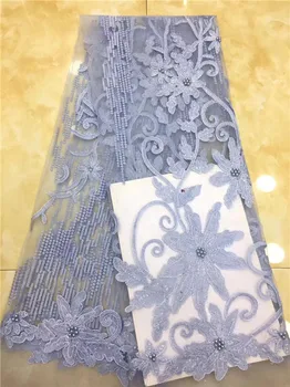 

Graceful wedding/party French tulle lace fabric with beads African net lace fabric for wedding PNZ870(5yards/lot)