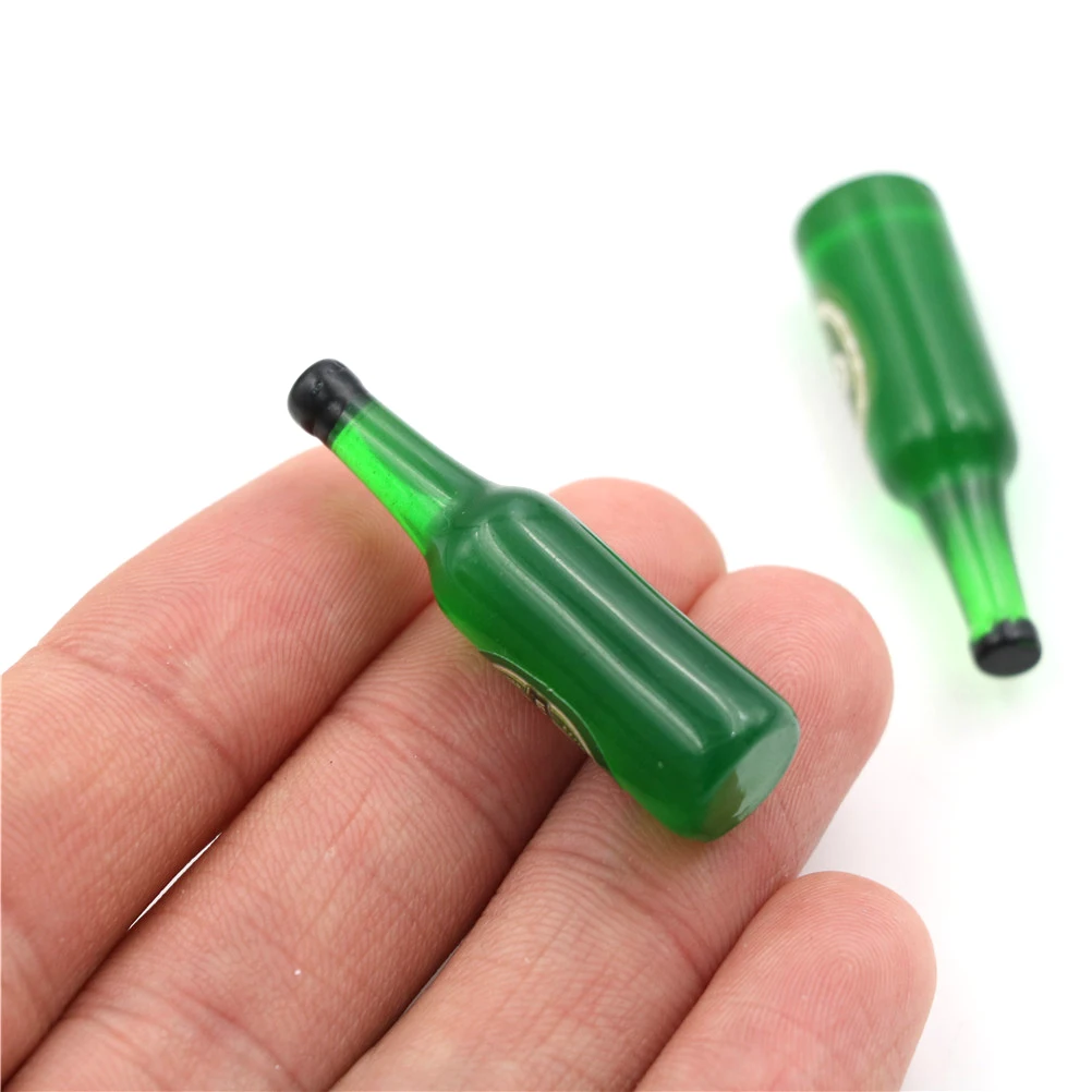 

2pcs/lots 1:12 Dollhouse Miniature Toy Beer Wine Drink Bottle Doll Food Kitchen Living Room Accessories
