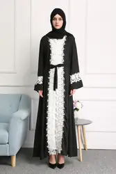 MZ одежды Для женщин элегантный длинный рукав пальто Модные шифон кардиган мусульманское исламское открытой передней Абаи пальто