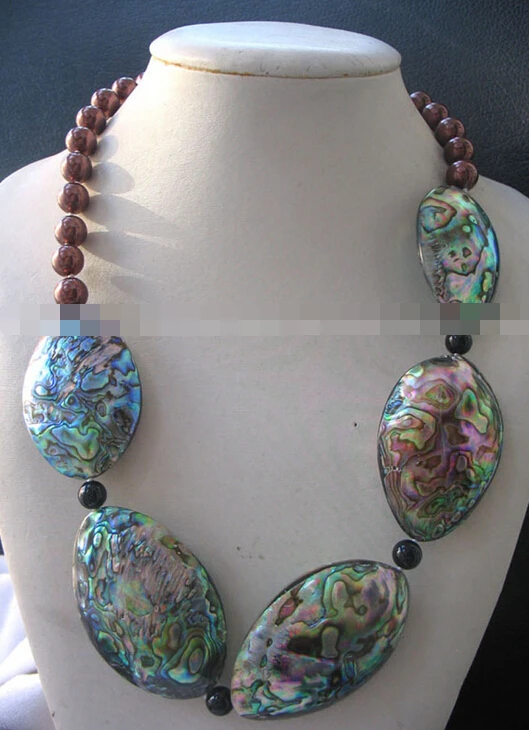 

08150 abalone shell egg and shell round necklace