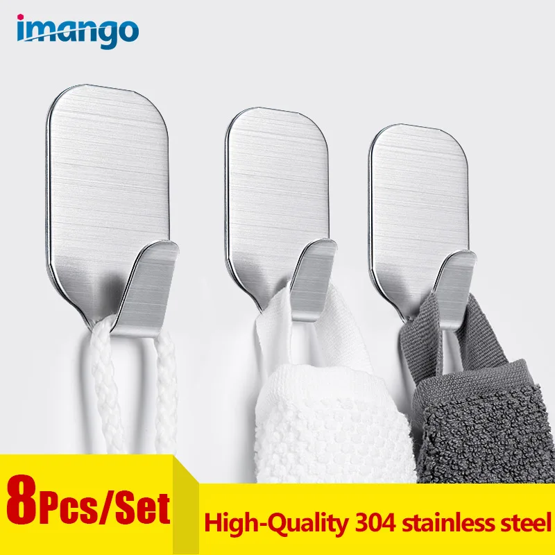 

8pcs Creative Strong Adhesive Hooks Six Hooks In The Kitchen Wall Free Hooks Behind The Punched Holes Seamless Glued Hooks