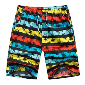 

Yfashion Mens Shorts Summer Large Size Colorful Printing Short Homme Quick Dry Drawstring Beach Shorts Casual Homewear