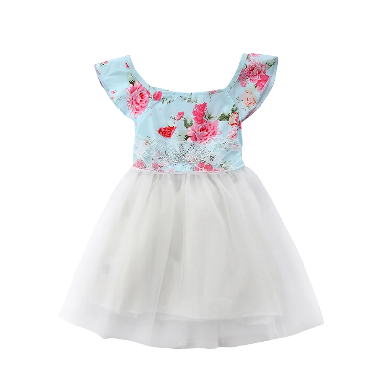 

New Summer Children Girl Floral Dress Flower Tutu Patchwork Back Bow Princess Party Dresses Sundress Clothes