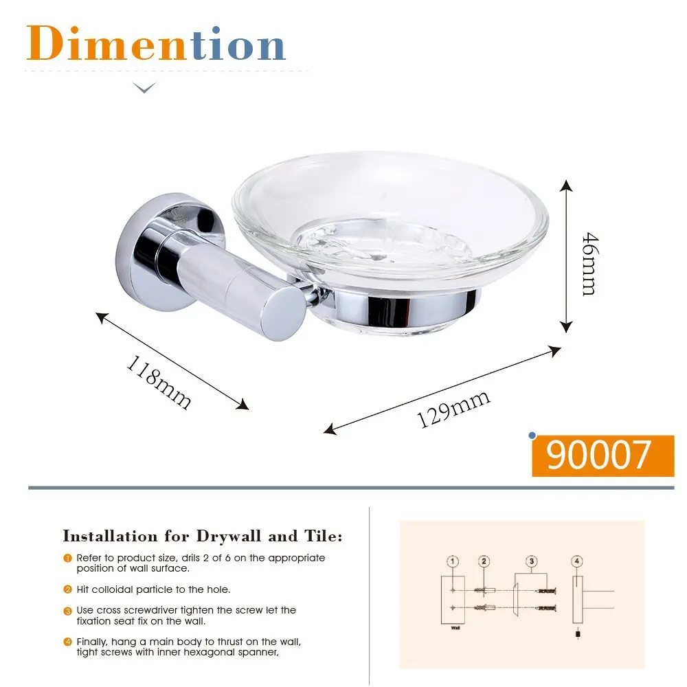 CRW Хромированная мыльница для мыла настенный держатель для ванной стеклянная мыльница из латуни+ контейнер для мыла из нержавеющей стали 90007