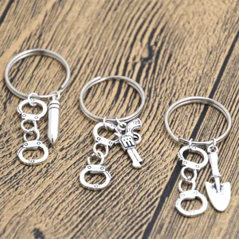 

24pcs 3 Partner In Crime inspired Keyring Best Friends BFF Token Key Chain Handcuff charm in silver