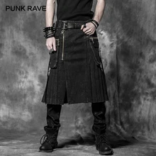 Панк рейв Готический Рок мужская индивидуальность черная юбка брюки Модная популярная металлическая молния сумка Украшение темные Саржевые юбки