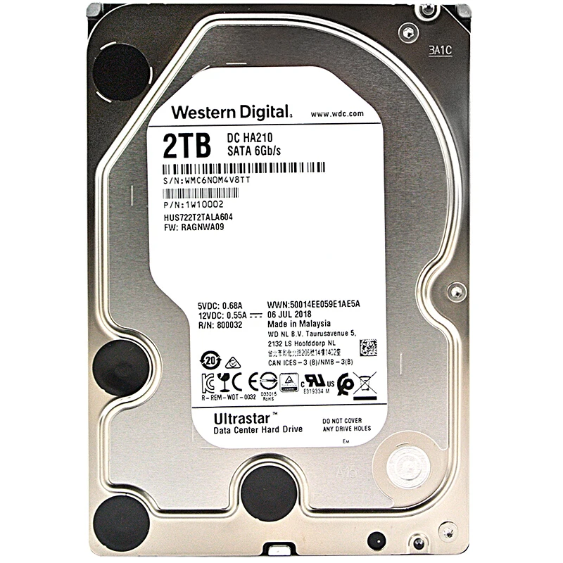 Western Digital 8TB 6TB 4TB 2TB 1TB Ultrastar DC HC320 SATA HDD- 7200 RPM Class SATA 6Gb/s 256MB Cache 3.5" HUS728T8TALE6L4 - Цвет: 2TB