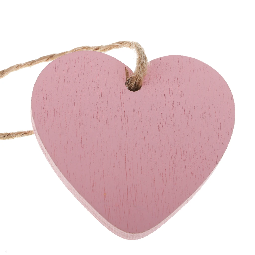 10 Pieces Painted Wood Heart Tags Hanging Craft DIY Home Decorations pink DIY Wind Chimes Hanging Tags Wedding Decoration