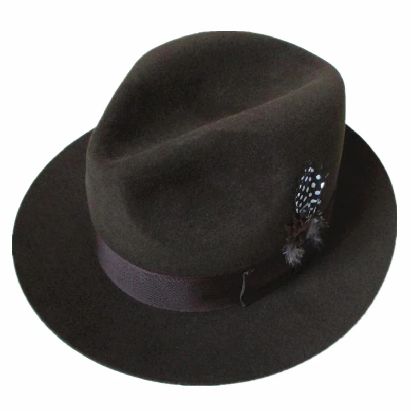 Classic Luxury Angora Wool Fedora Hat Dark Greyin Men's Fedoras from