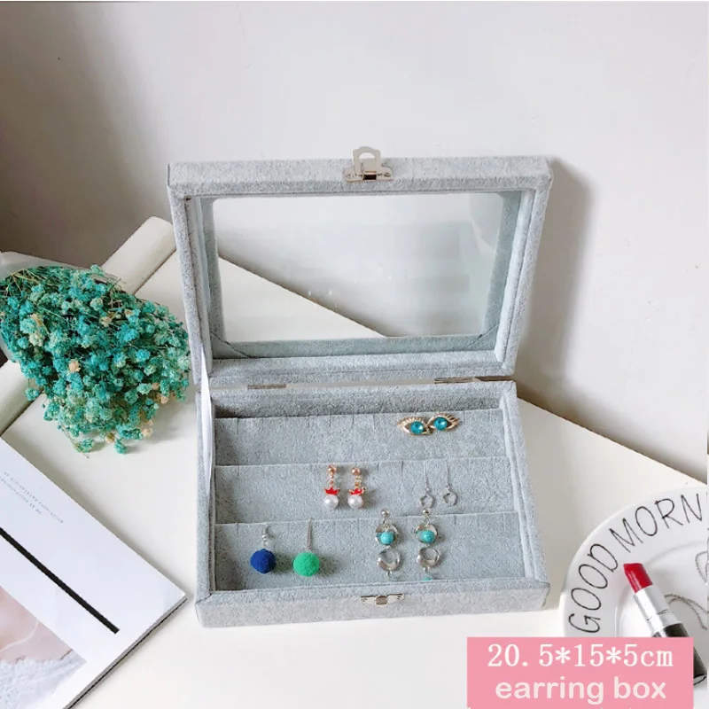 New Size 20.5*15*5cm Grey Jewelry Display Box Case for Rings Earrings Bracelets Necklaces or other Ornaments Storage Organizer