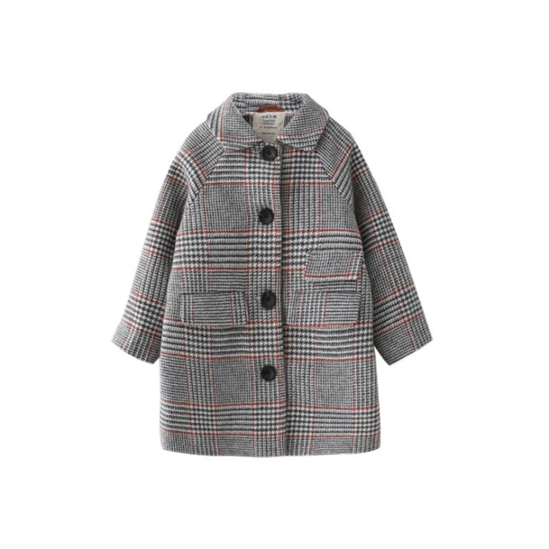 Achat Enfants fille pardessus hiver nouvelle mode pied de poule laine manteau pour filles adolescents automne veste chaude longue vêtements d extérieur enfants coupe vent