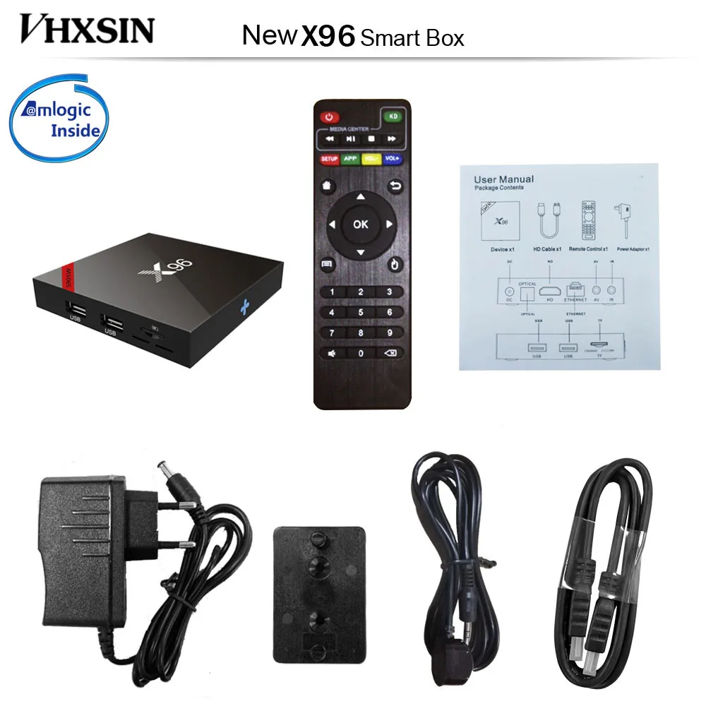 VHXSIN 5 PCS/LOT X96 X96W Android 7.1 TV Box WiFi S905W smart tv box 2GB ram Quad Core tvbox | Электроника