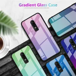 На Алиэкспресс купить стекло для смартфона for oneplus 6t 6 case gradient plastic tpu silicone frame + tempered glass case for one plus 6t colorful luxury full back cover
