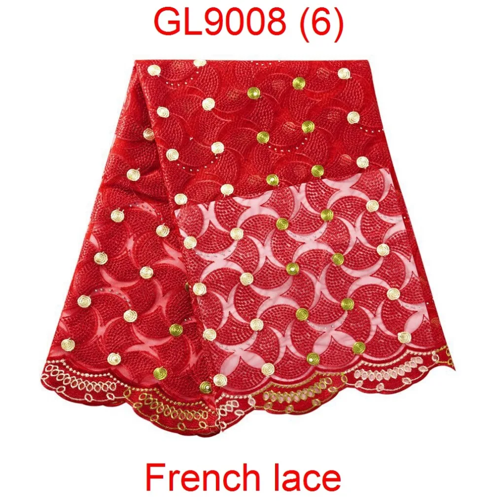 2019 African Laces Fabrics Embroidered Nigerian 3D Guipure French Cord Lace Fabric High-quality  African French Net Lace Fabric GL9008 (6)