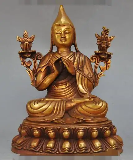 

S05563 8" old Tibet Buddhism Temple Bronze gilt joss Vajrapani Tsongkhapa Buddha Statue