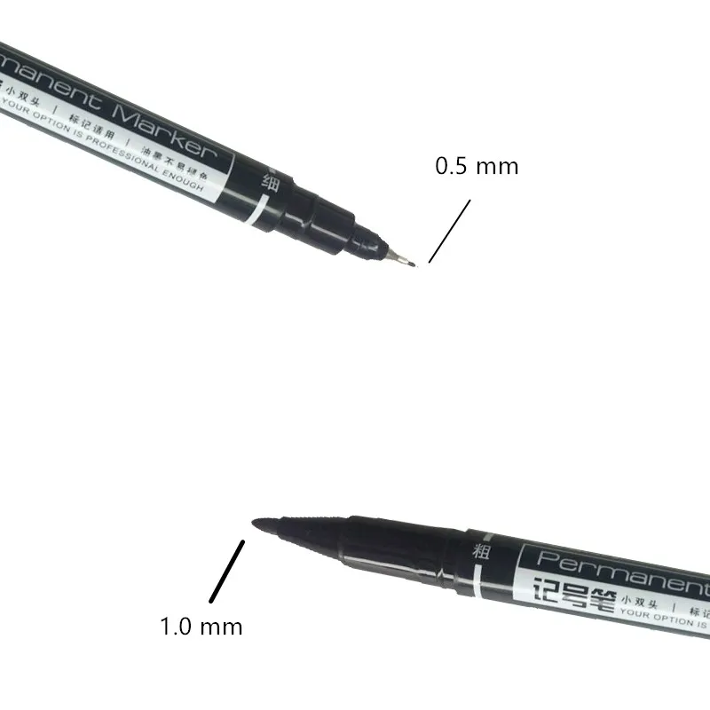 12 шт./упак. Twin Tip Перманентный маркер Водонепроницаемый масло-чернила маркер для белой доски тонкой/средней точки 0,5 мм-1 мм маркера для цвет: черный, синий красные чернила