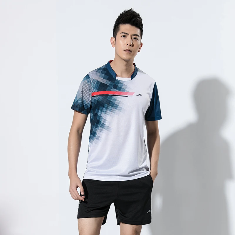 Новые быстросохнущие комплекты одежды для бадминтона для мужчин/женщин, спортивная одежда для бадминтона, одежда для тенниса, теннисные рубашки+ шорты 2616 - Цвет: Man 1 set