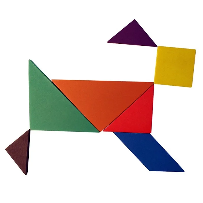 Деревянные пазлы Tangram Разноцветные деревянные геометрические формы сделай сам
