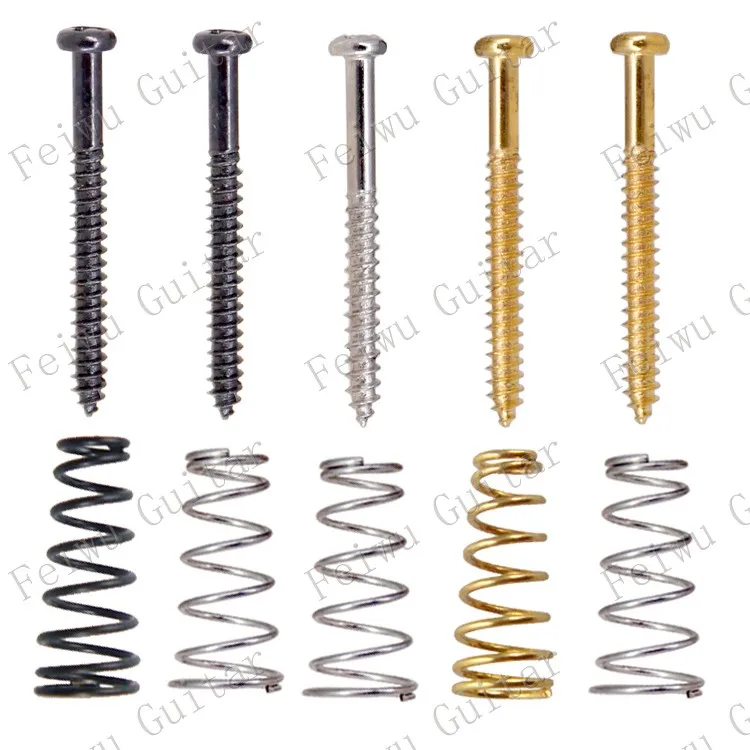 

8 Pcs Electric Bass Guitar Pickup Mounted Adjust Height Screws and Conical Spring - M2.5*26mm - Silver & Black & Gold for choose
