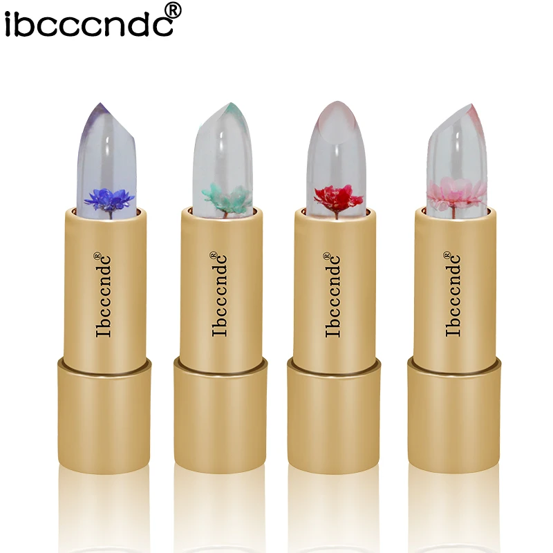 

ibcccndc Transparent Flower Jelly Lipsticks Moisturizer Long-lasting Makeup Temperature Changed Colorful Lip Blam Pintalabios