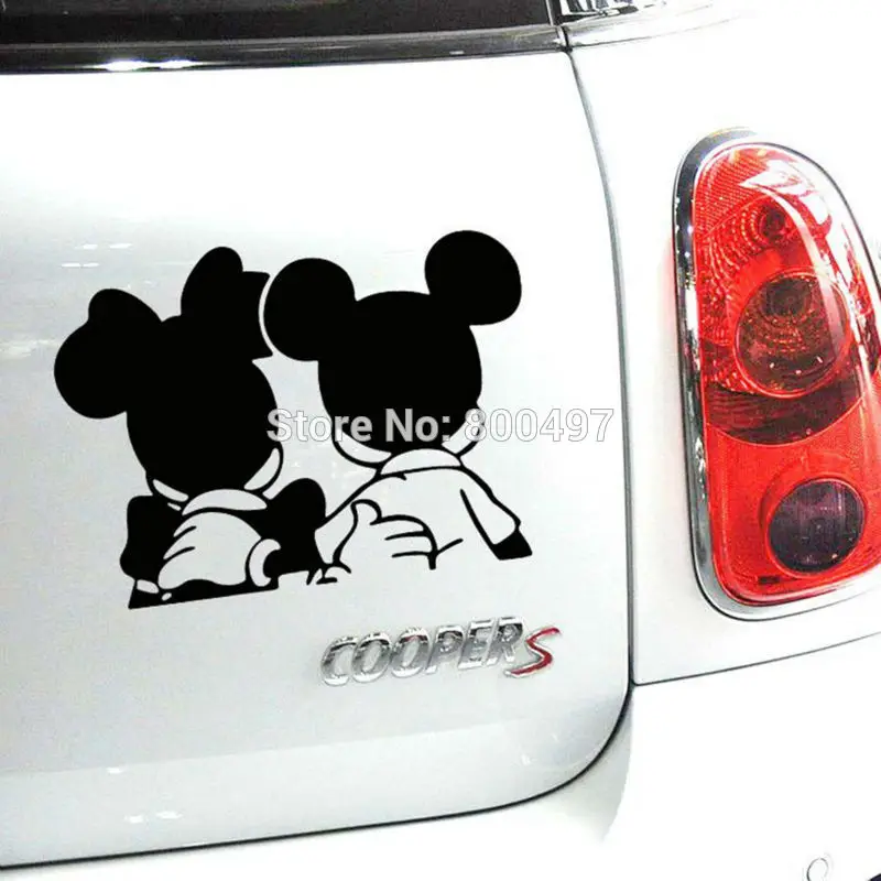 Newest Design Car Styling Funny Reflective Mickey Minnie Stickers for Car Tesla Volkswagen Ford Toyota Renault Opel Lada