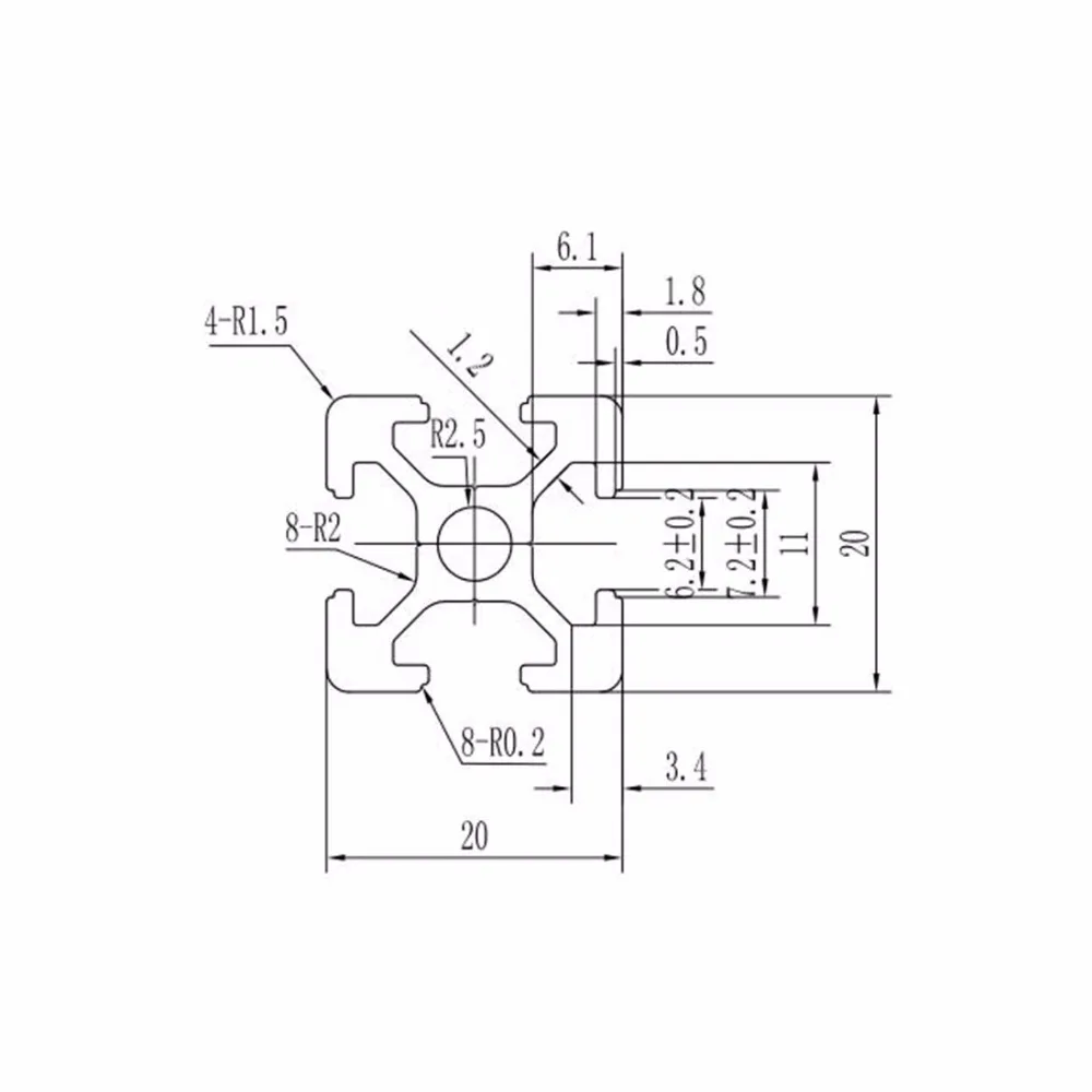 1 قطعة 2020 الألومنيوم الشخصي البثق طول 100-800 مللي متر CNC أجزاء الأوروبية القياسية بأكسيد خطي السكك الحديدية ل DIY 3D طابعة