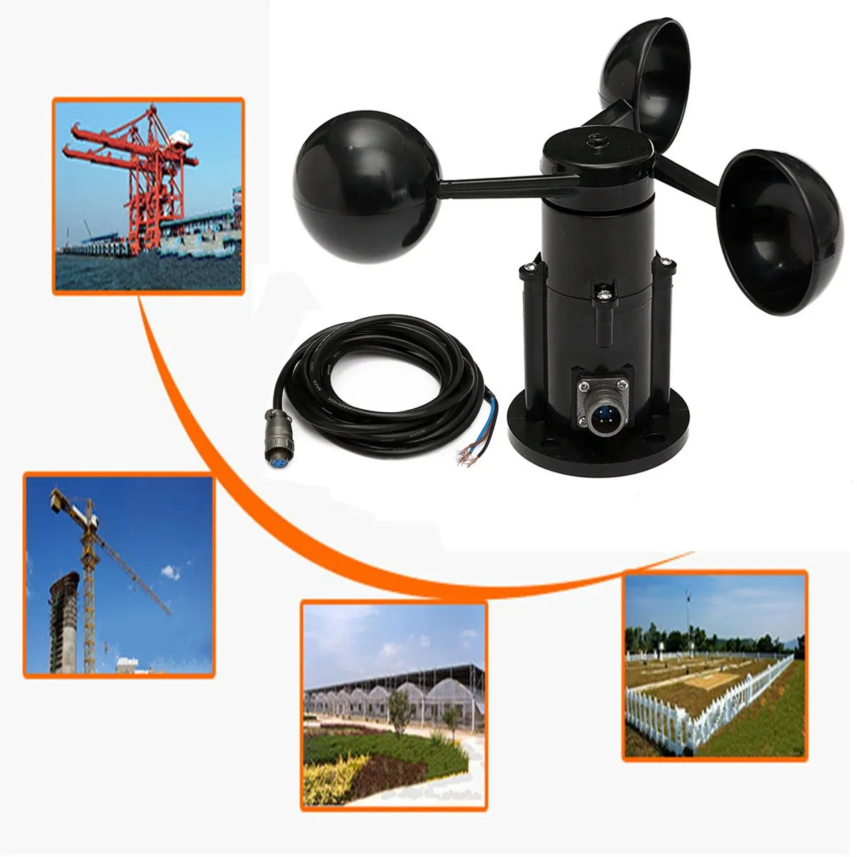 New 0-5V Voltage Wind Speed Sensor 360 degree Anemometer Three Cups Aluminium Alloyed Digital Pulse Signal Output voltage signal wind direction sensor signal 0 5v wind transmitter anemometer meteorological monitoring