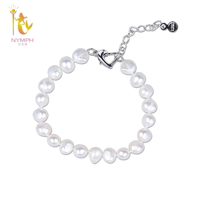 

NYMPH Baroque Pearl Bracelets Fine Jewelry Natural Fresh Water Pearl Bracelet 8-9mm Trendy Wedding Gift For Women[T242s]