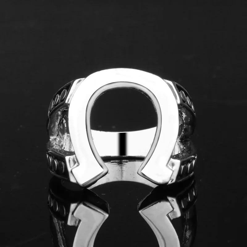 P722 Dongmanli оправданное серебряное u-образное кольцо в форме подковы, ювелирное изделие из цинкового сплава, классическое моторное байкерское кольцо для мужчин и женщин
