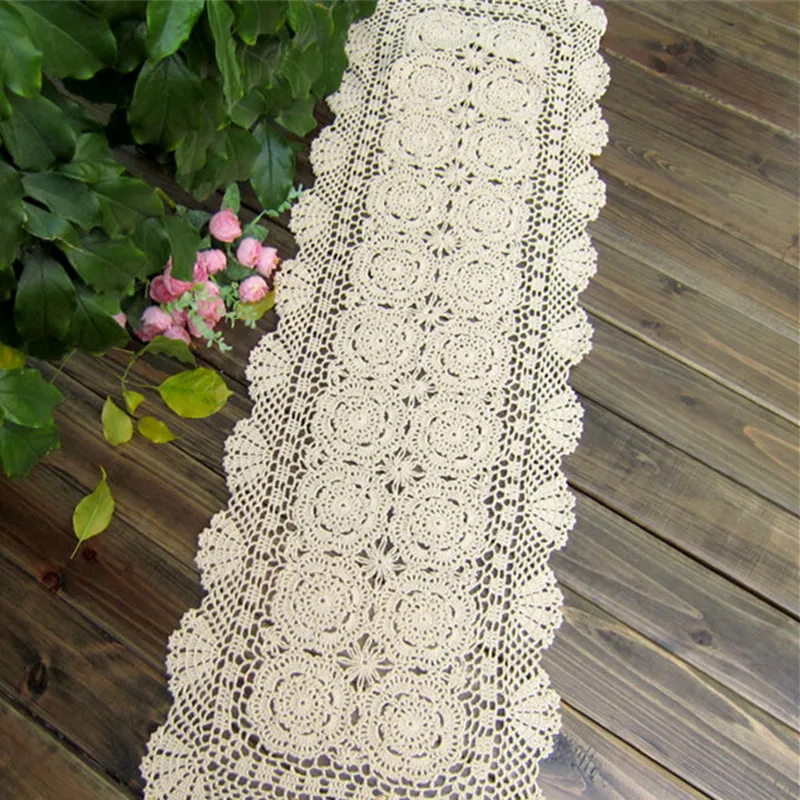 

Drop Ship cotton Crochet table runner 40x120cm hand knitting Table flag table cloth Ecru and White 40x220cm,40x180cm