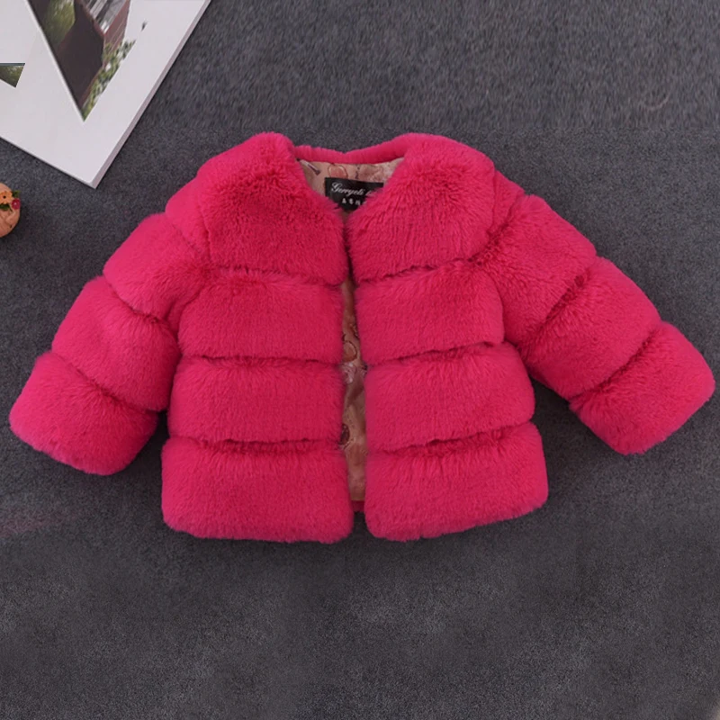 Christmas Girls Fur Jackets Coats Winter Xmas Elegant Baby Girl Fa