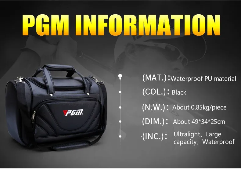 PGM Golf Clothes Bag Men's PU Ball Package Multi-functional Clothes Bag Super Capacity Ultralight Wear-resisting Golf Bag