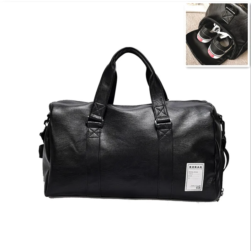 Women Men Leather Travel Duffle Bags Waterproof Handbag
