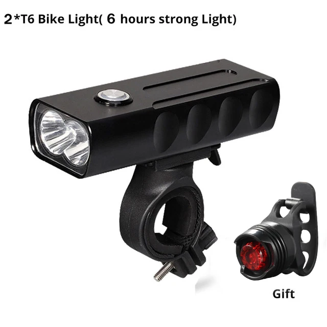 Велосипедный светильник 2/3* L2/T6 USB Перезаряжаемый Встроенный 5200 мАч 3 режима велосипедный светильник водонепроницаемый головной светильник Аксессуары для велосипеда задний светильник - Цвет: 2T6(work time 6hours