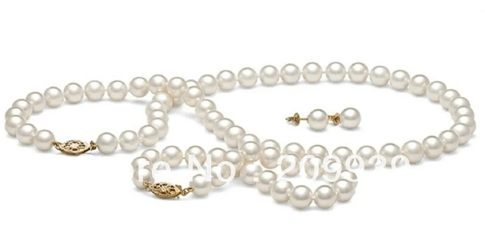 

huij 001978 CLASSIC SOUTH SEA AA+ 9-10MM PEARL NECKLACE 18" BRACELET 7.5-8" EARRING 14K