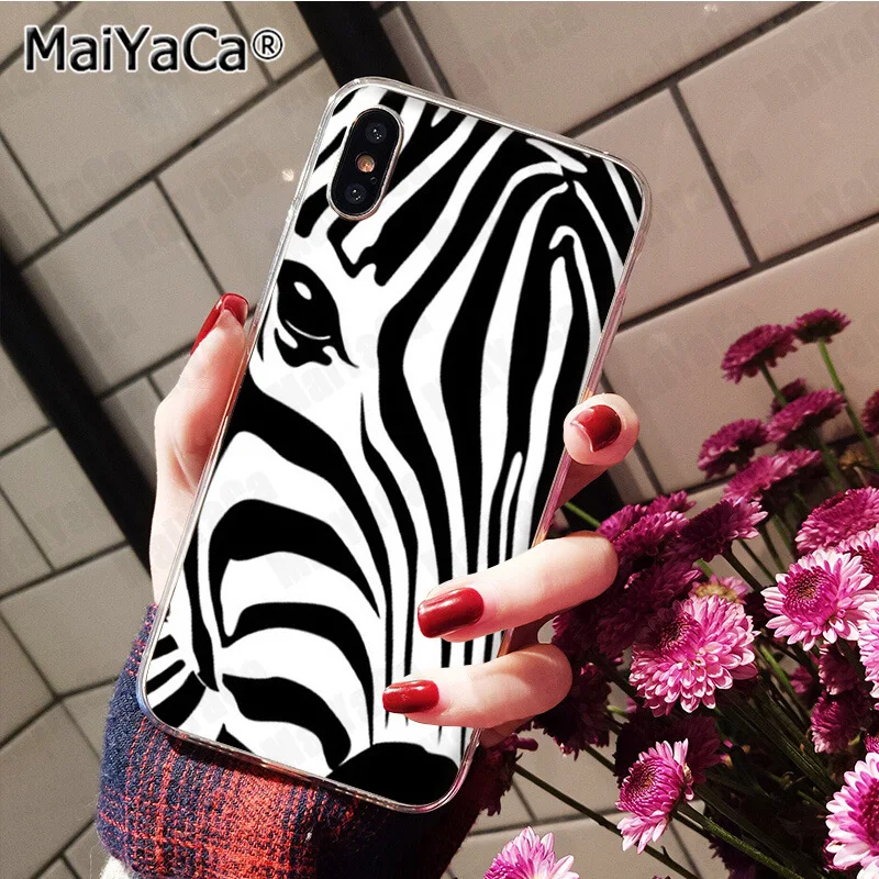 Новинка, чехол MaiYaCa из силикона и ТПУ, чехол для телефона с изображением животных, черно-белая полосатая Зебра для iphone 11 pro 8 7 66S Plus X 5S SE XSmax XR - Цвет: A16