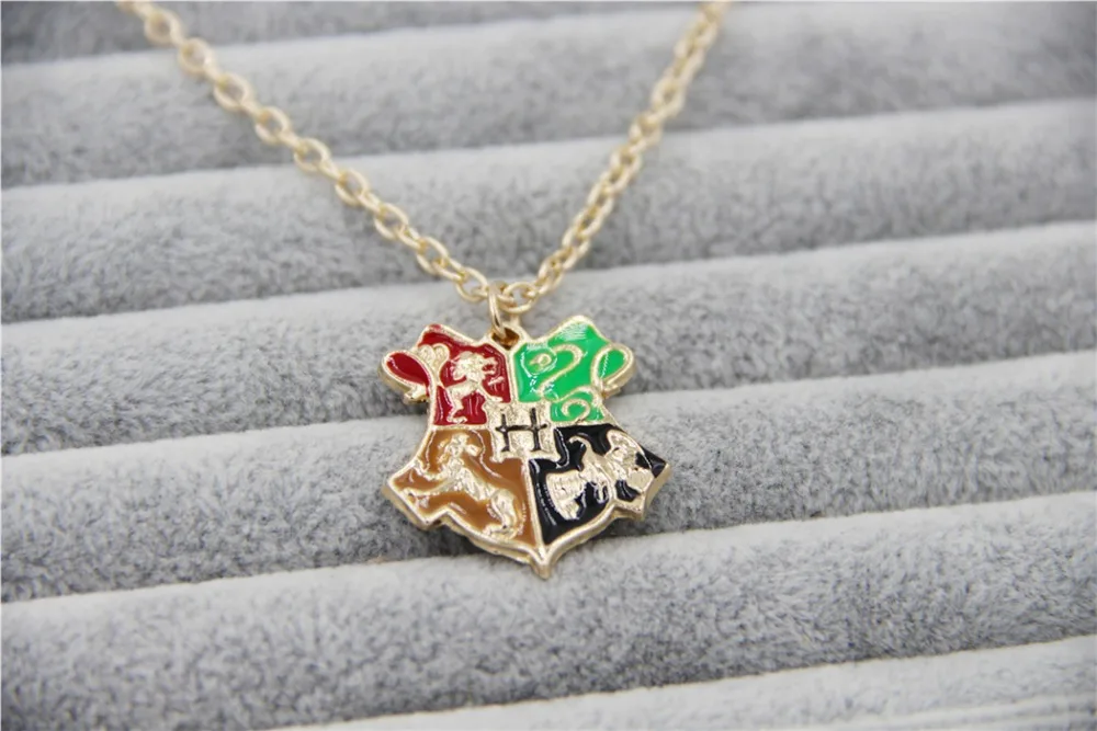ZRM Fashion Gold Charm Potter Hogwarts School Pendant Necklace Men