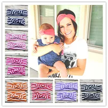 1 Unidades Mamá y Bebé Vendas Elásticos Rayas Boho Diadema Turbante Par Set Hairbow Diadema Anudadas