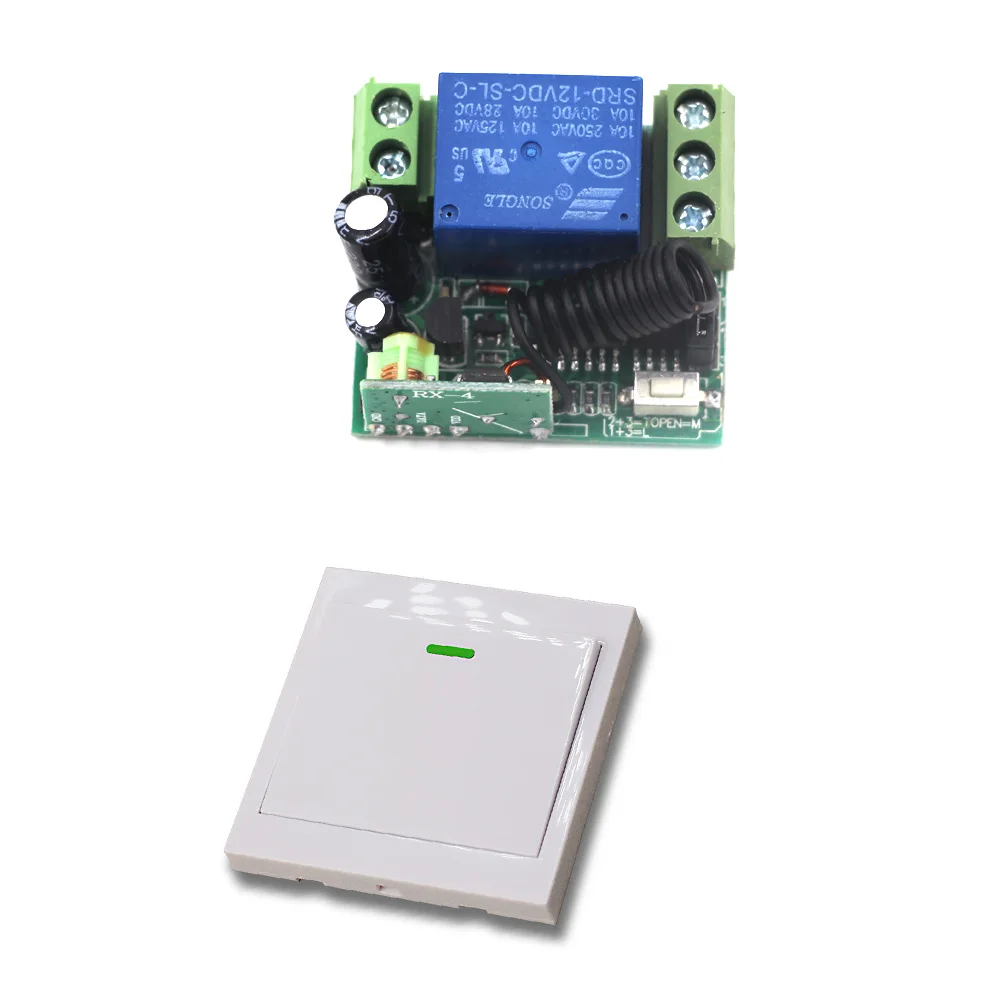 Beste 12 V Draadloze Afstandsbediening Schakelaar Systeem 10A 1CH Ontvanger Relais Remote Switch Muur Zender Voor Licht Gate Gordijn Motor
