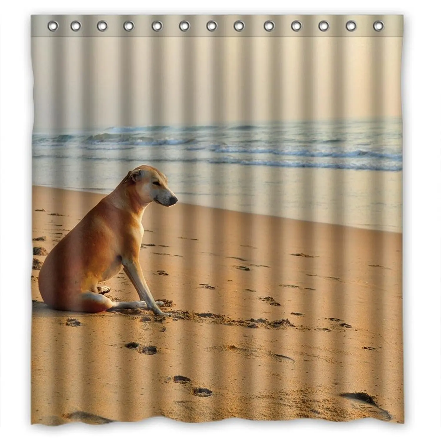 Attractive Beach Dog Personalized Fabric Shower Curtain 66(W)X72(H