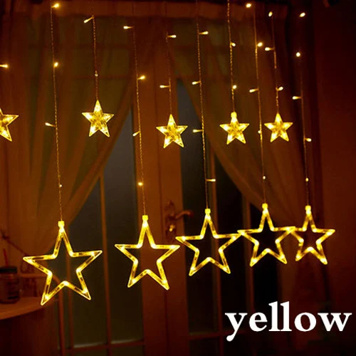 3,5 м 12 Светодиодный светильник-гирлянда со звездами для помещений, спальни, гирлянда, светильник-занавеска, s USB, на батарейках, гирлянда, светодиодный Сказочный светильник, на цепочке SL064 - Испускаемый цвет: 3.5M-12LED-Yellow