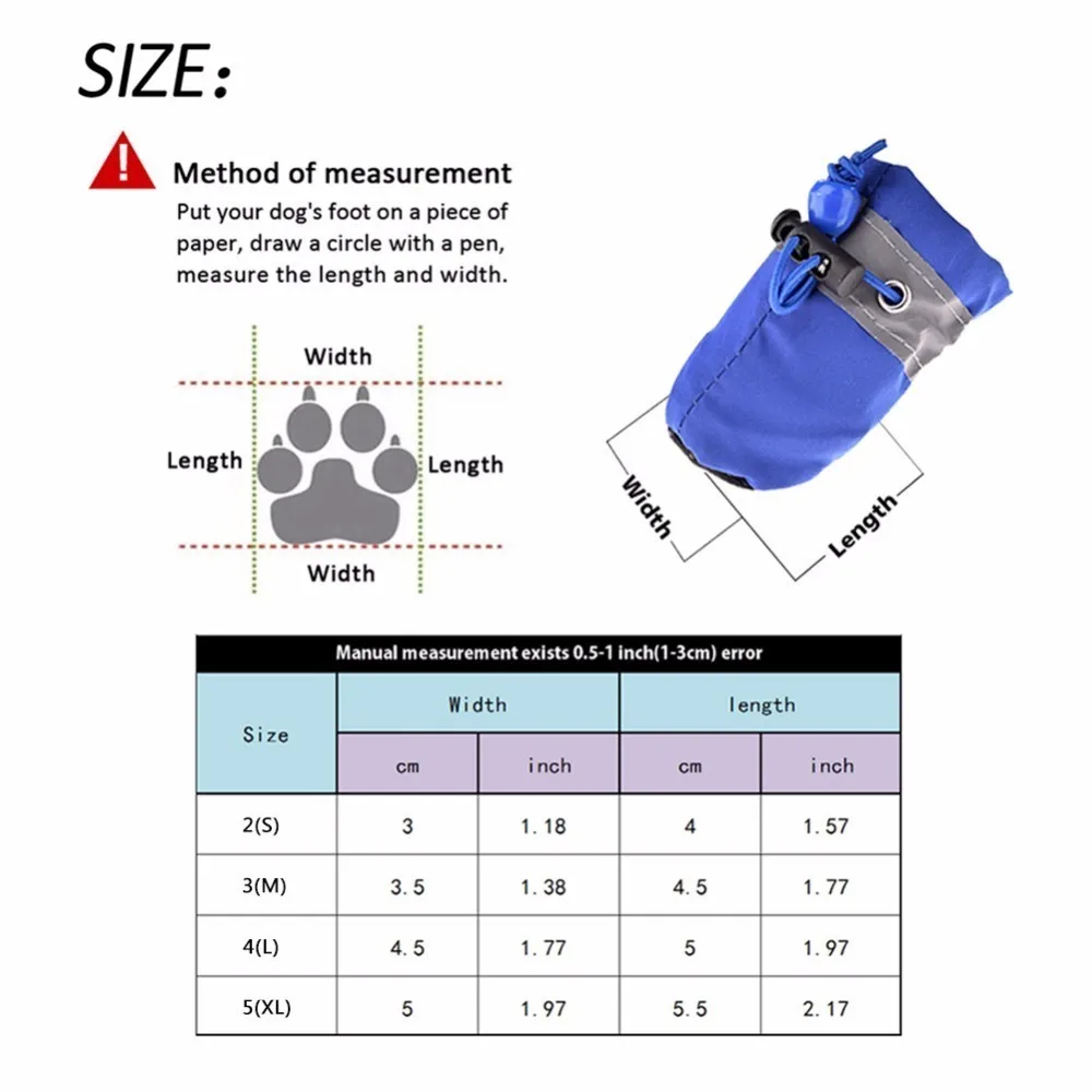 4 шт. Водонепроницаемая Обувь для собак Светоотражающие Нескользящие резиновые сапоги регулируемые зимние теплые носки кроссовки защита лап для собак и кошек
